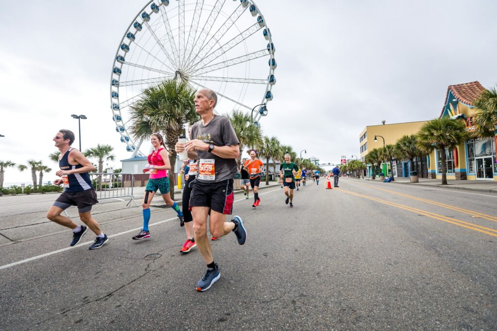 People running on Myrtle Beach, SC, USA