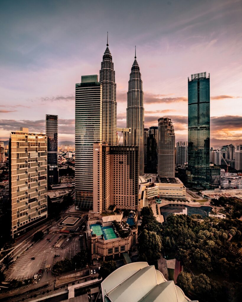 The Petronas Towers in Kuala Lumpur, Malaysia