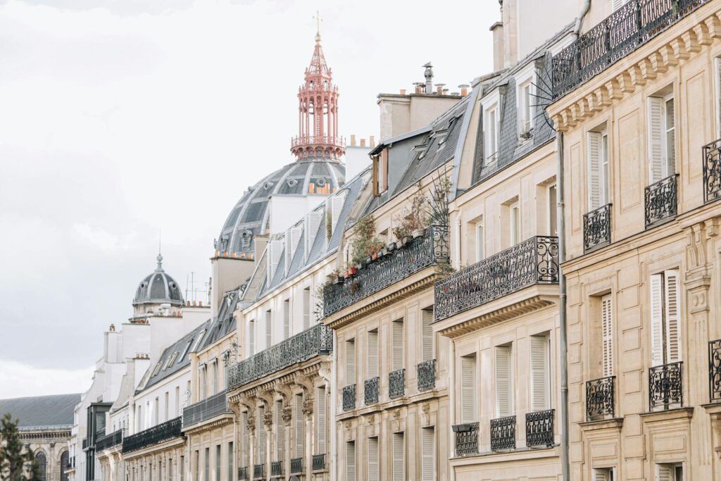 View of Traditional Residential Buildings and Hotels in Paris, France