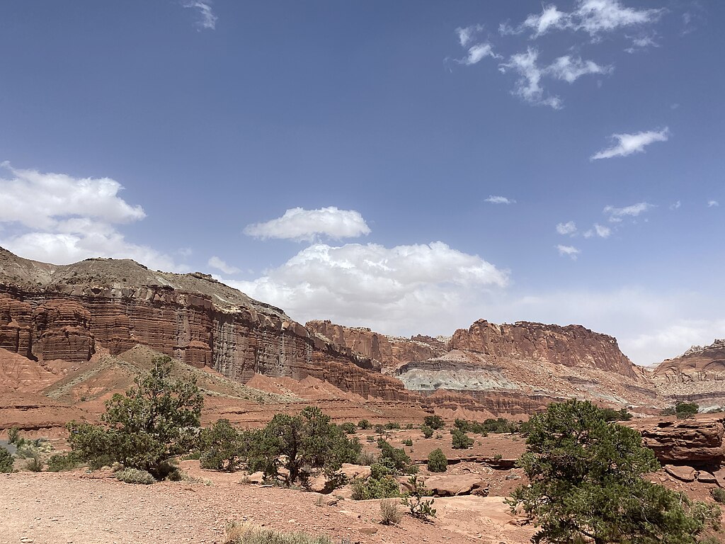 Wild dryland anthrome and desert barren biome in Capitol Reef National Park, Utah