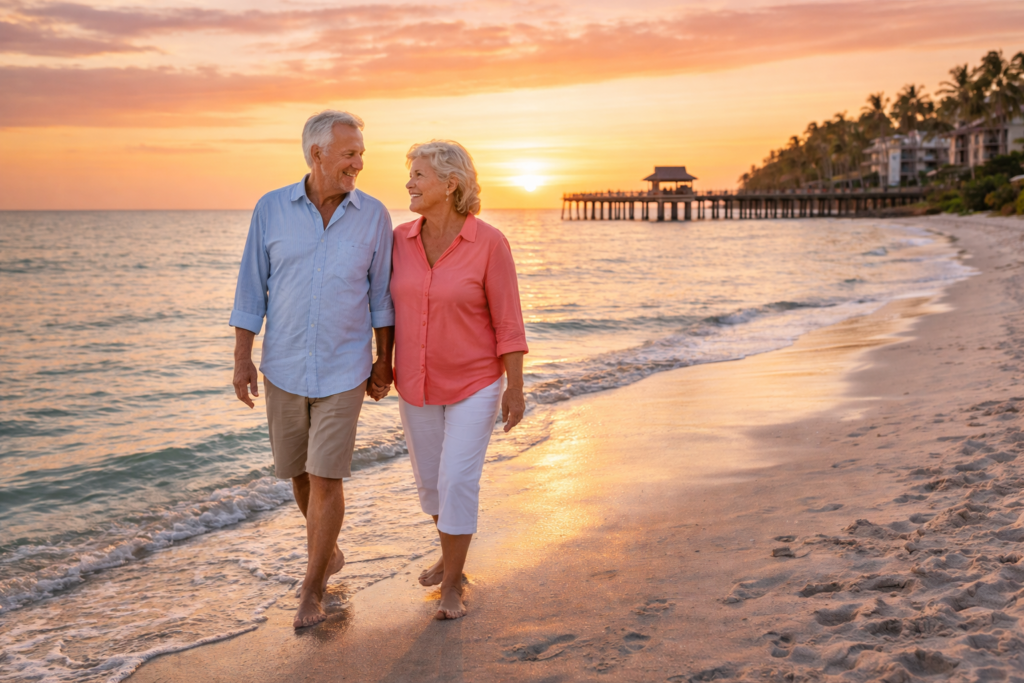 Sunset stroll on Naples beach