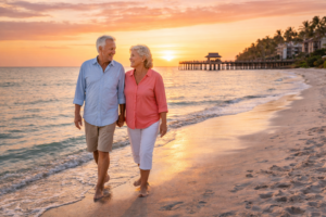 Sunset stroll on Naples beach