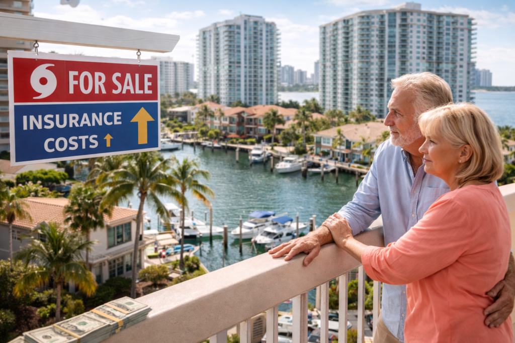 Couple overlooks waterfront community