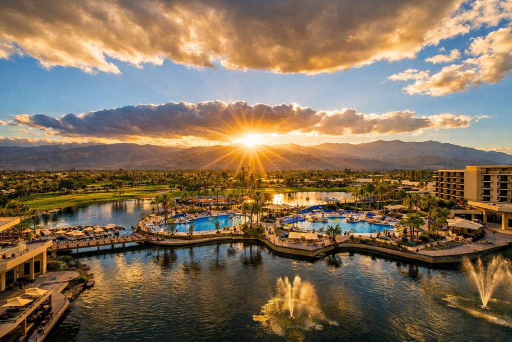 Sunset over Palm Desert resort, California sunset-over-palm-desert-resort-california