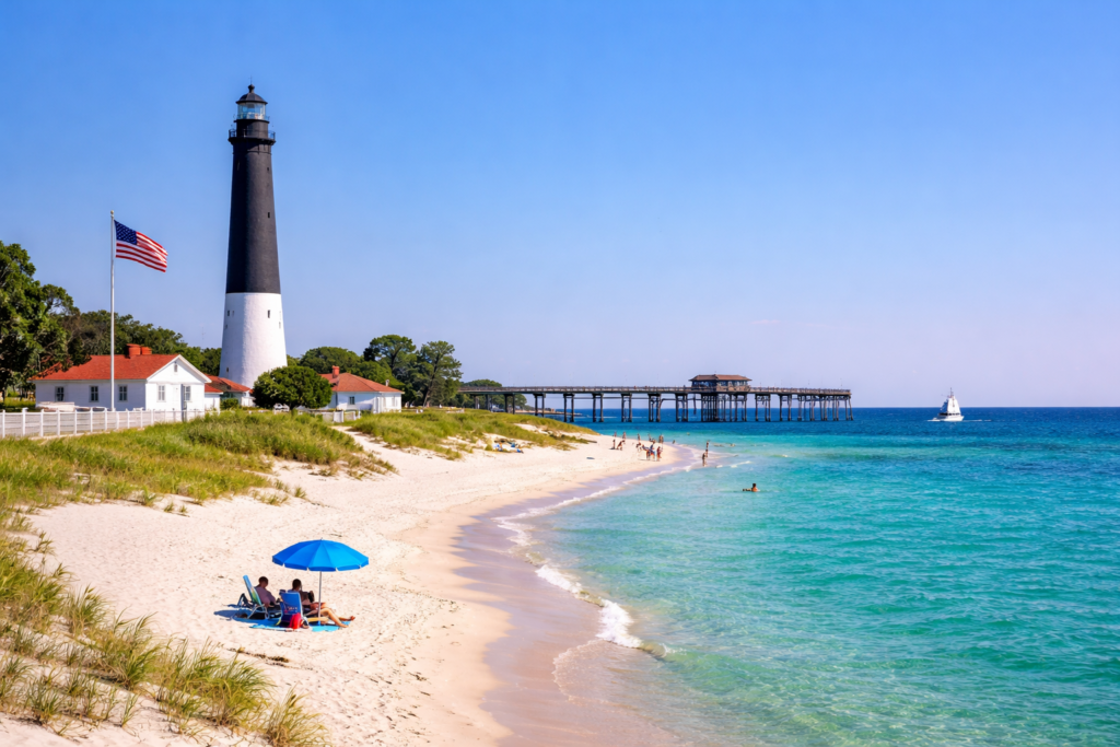 Pensacola Beach and lighthouse view