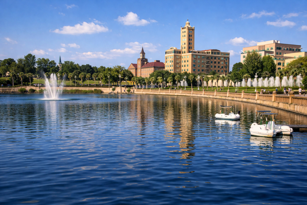 Lakeside view of downtown Lakeland